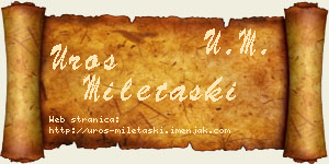 Uroš Miletaški vizit kartica